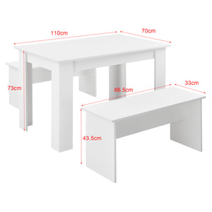 Lot de Table et 2 Bancs de Salle à Manger Hokksund pour 4 Personnes [en.casa]