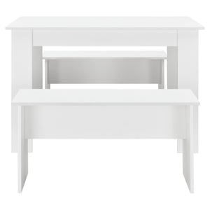 Lot de Table et 2 Bancs de Salle à Manger Hokksund pour 4 Personnes [en.casa]