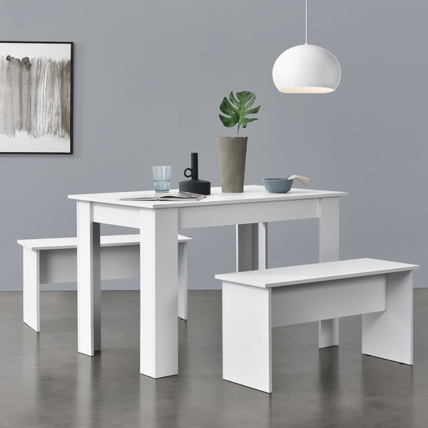 Lot de Table et 2 Bancs de Salle à Manger Hokksund pour 4 Personnes [en.casa]