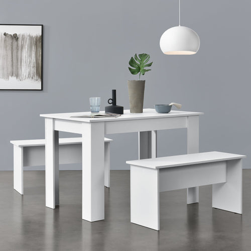 Lot de Table et 2 Bancs de Salle à Manger Hokksund pour 4 Personnes [en.casa]