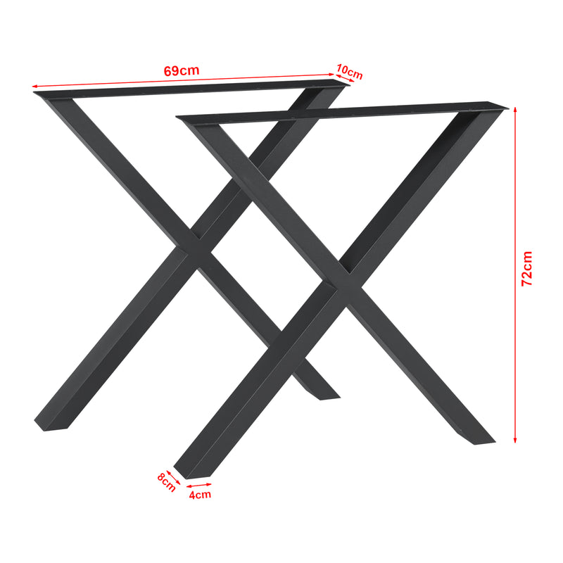 Croquis coté Lot de 2 pieds de table Greith acier noir [en.casa]