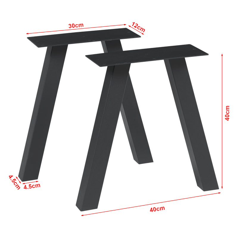 Croquis coté Lot de 2 pieds de table Heustreu acier noir [en.casa]