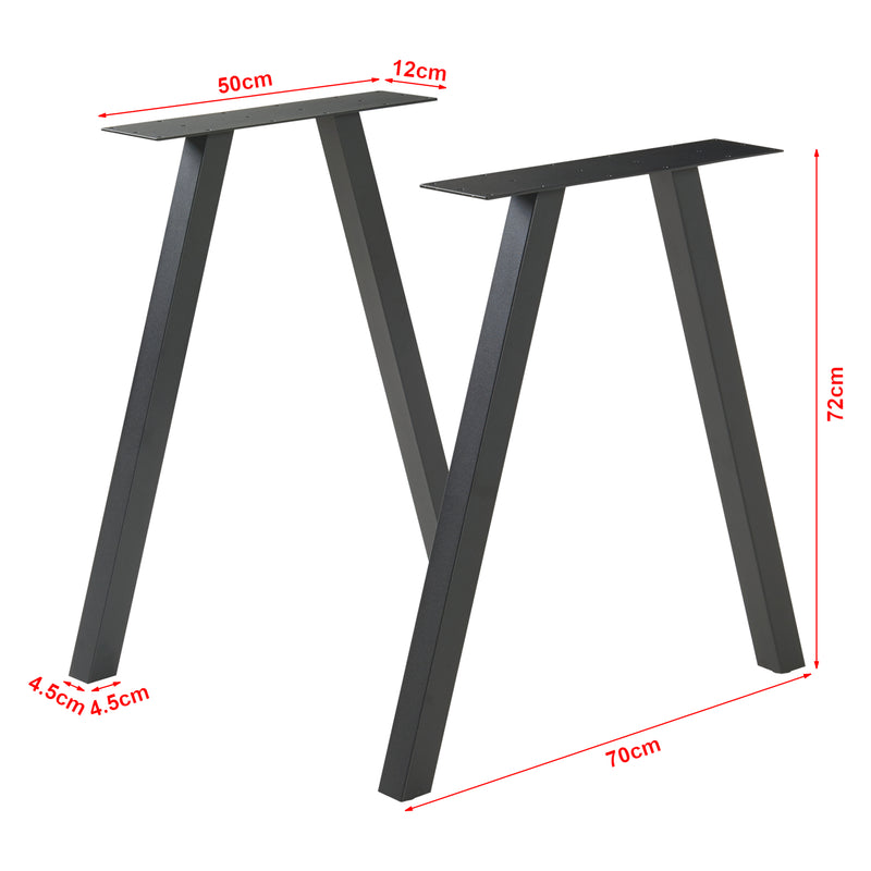 Croquis coté Lot de 2 pieds de table Heustreu acier noir [en.casa]