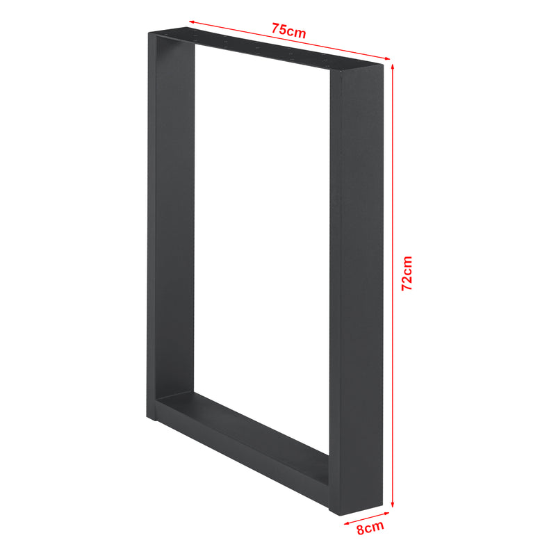 Croquis coté Lot de 2 pieds de table Lülsfeld acier noir [en.casa]