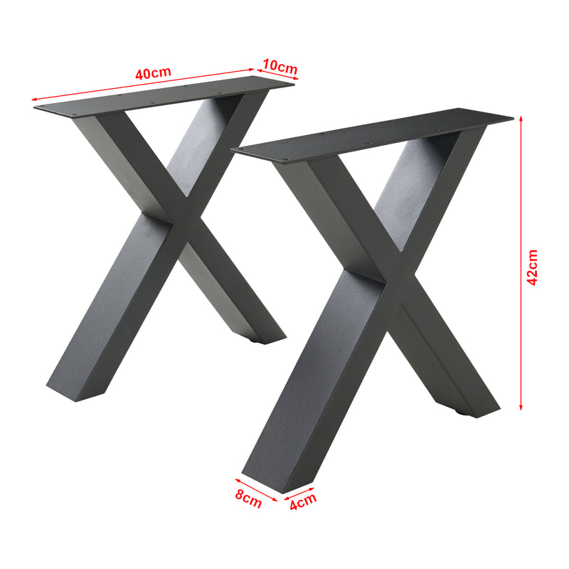 Croquis coté Lot de 2 pieds de table Maribo acier noir [en.casa]