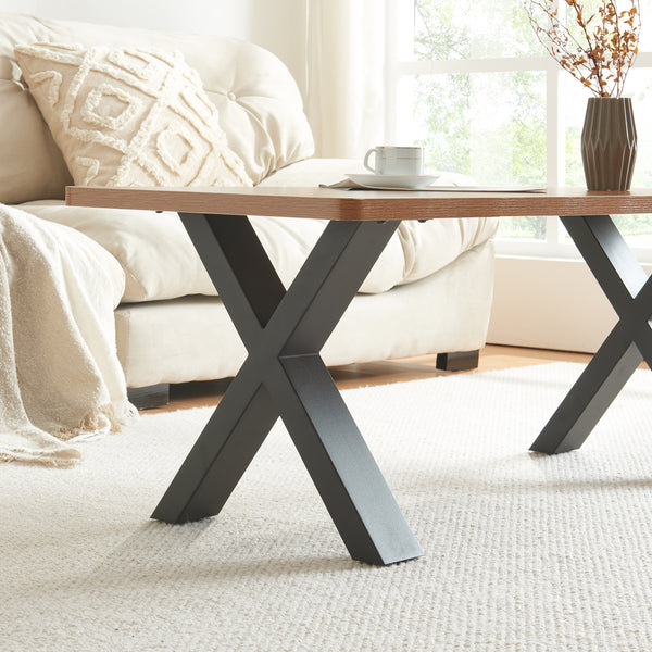 Lot de 2 pieds de table Maribo acier noir [en.casa]