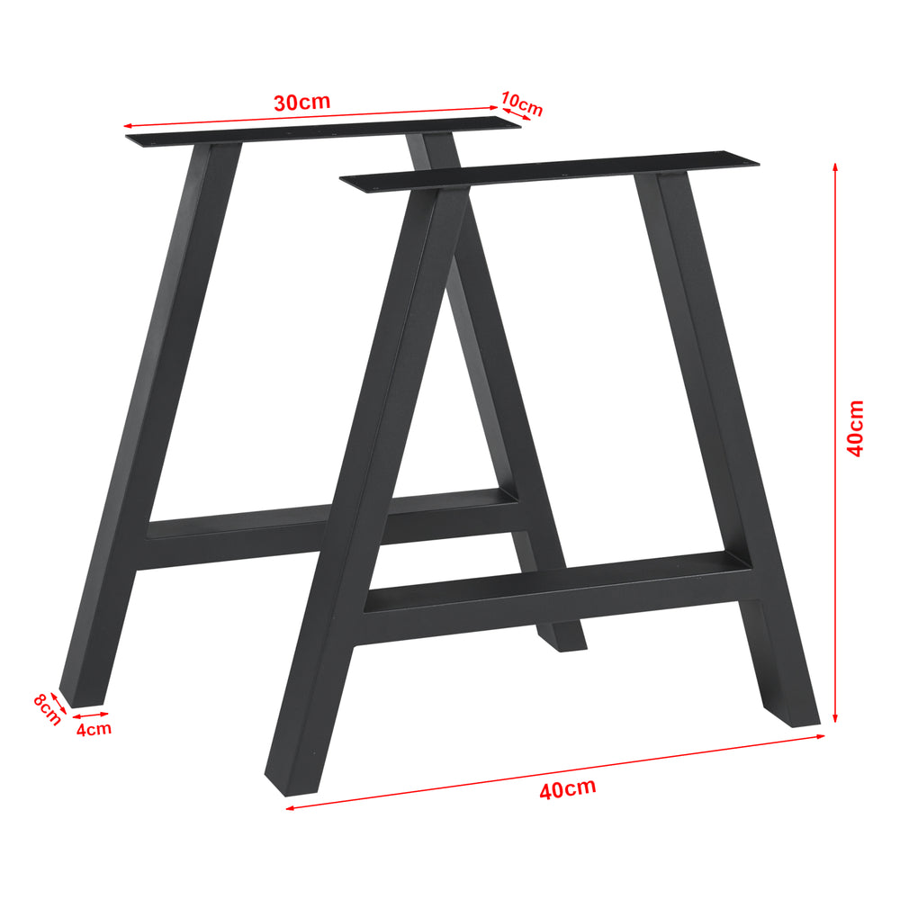 Ensemble de 2 pieds de table Eschau en acier noir [en.casa]