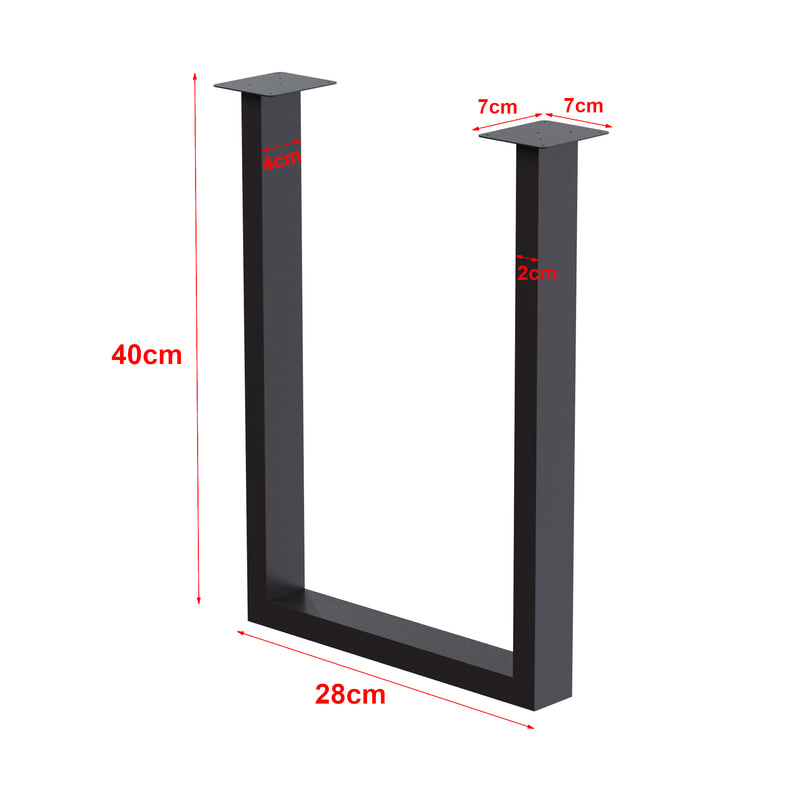 Croquis coté Set de 2 pieds de table Holsted rectangulaires en acier [en.casa]