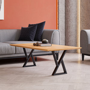 Set de 2 pieds de table Karvia acier noir [en.casa]