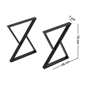 Set de 2 pieds de table Karvia acier noir [en.casa]