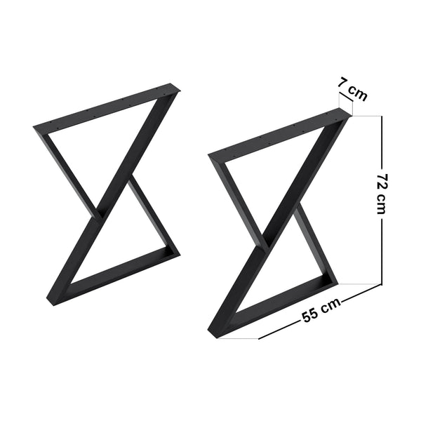 Set de 2 pieds de table Karvia acier noir [en.casa]