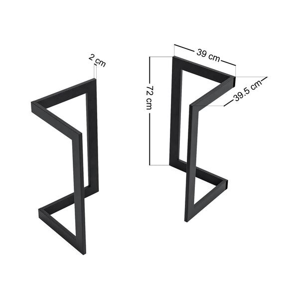 Set de 2 pieds de table Kaskinen acier noir [en.casa]