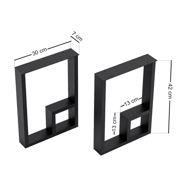 Set de 2 pieds de table Kauhava acier noir [en.casa]