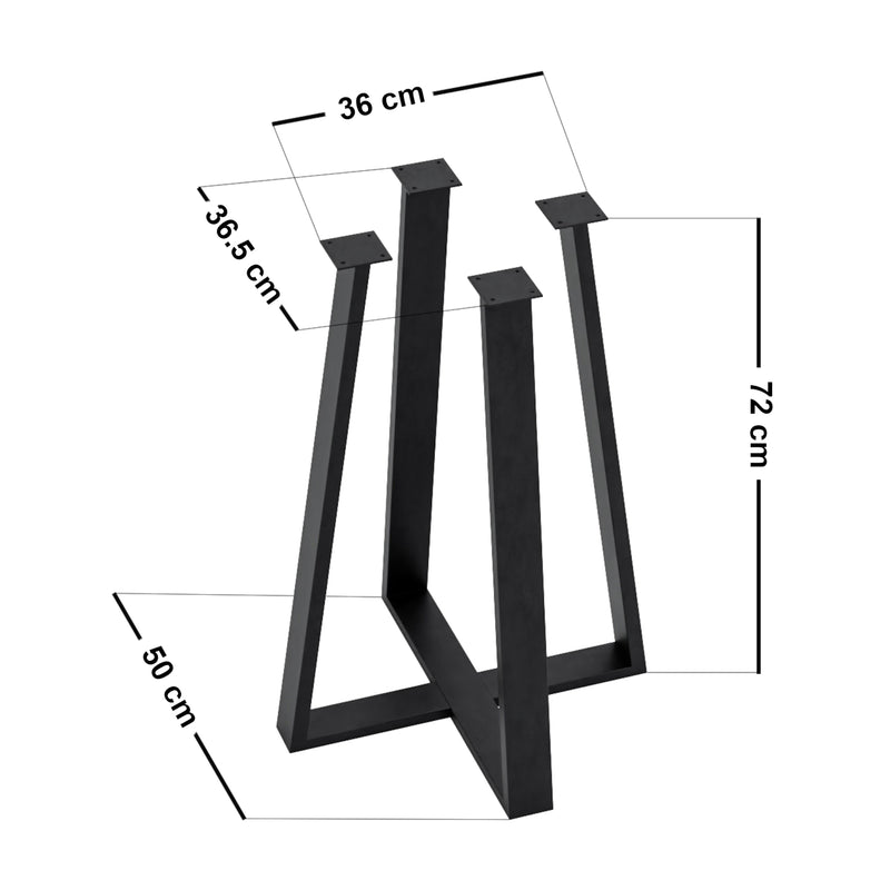 Croquis coté Pied de table Kemijärvi pour salle à manger acier noir [en.casa]