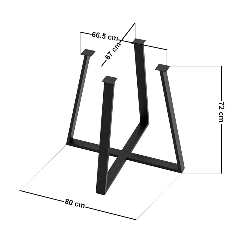 Croquis coté Pied de table Kemijärvi pour salle à manger acier noir [en.casa]