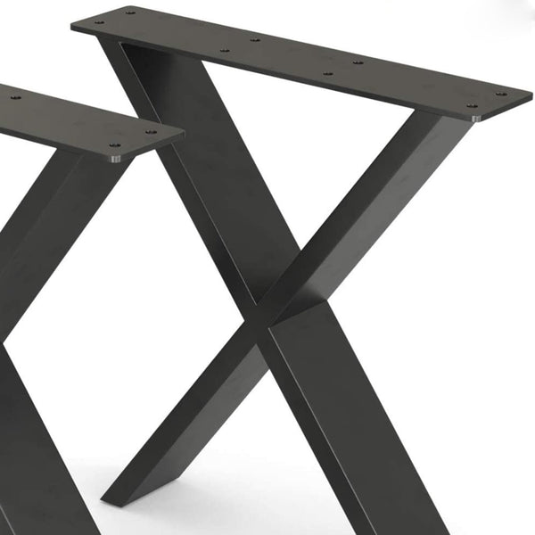 Set de 2 pieds de table Maribo forme X en acier [en.casa]