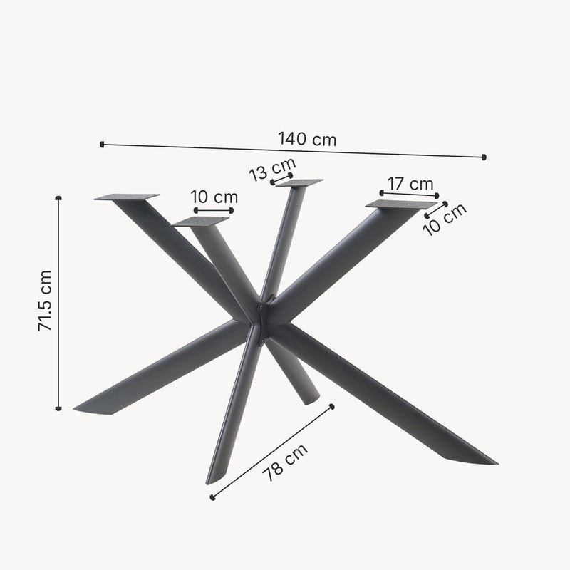 Croquis coté Piètement de table Svallersun acier 140 x 78 x 71,5 cm noir [en.casa]