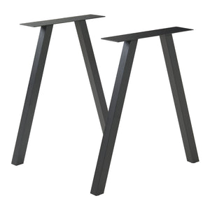 Lot de 2 pieds de table Heustreu acier noir [en.casa]