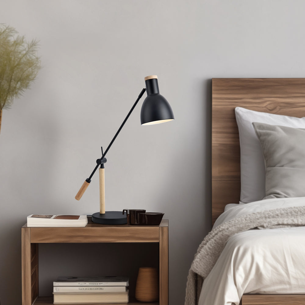 Lampe de table Watford Noir / Couleur bois [lux.pro] - premiumXL