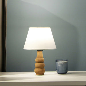 Lampe de bureau Poole E27 hauteur 30 cm bois naturel / blanc [lux.pro]