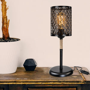 Lampe de bureau Filton en métal corde de jute 45 cm E27 noir / naturel [lux.pro]