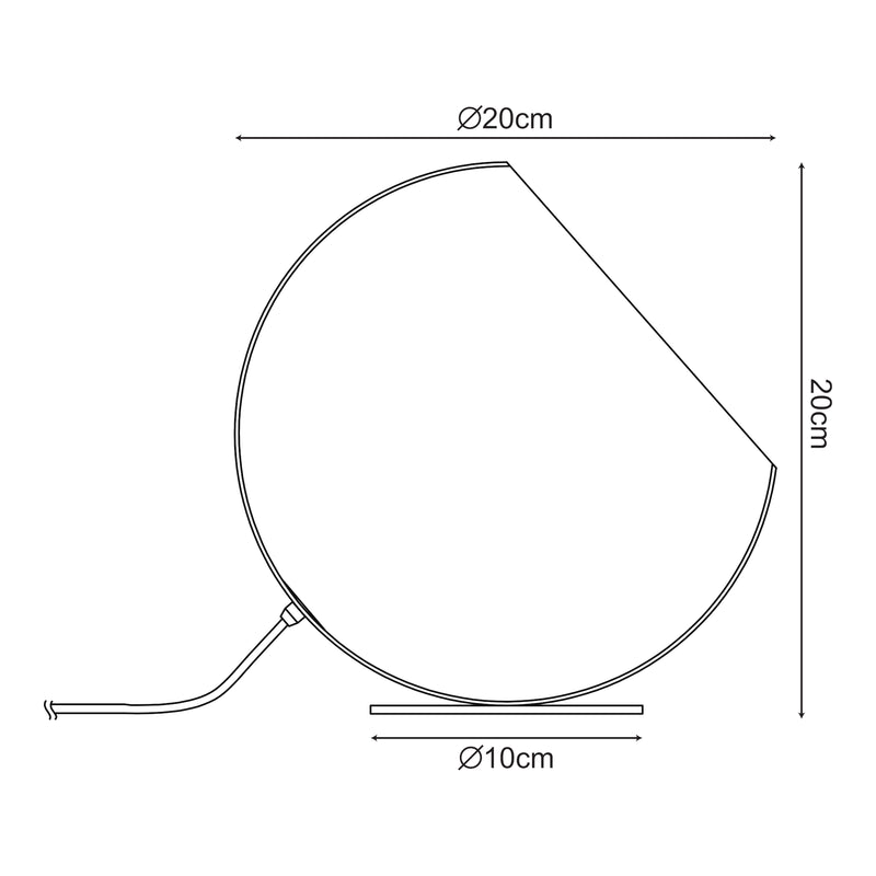 Croquis coté Lampe de table Lukkodso 1 x E27 Ø 20 x 20 cm lux.pro 
