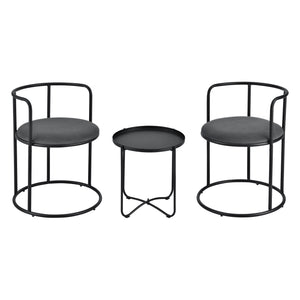 Table avec 2 chaises Älvkarleby Noir en.casa