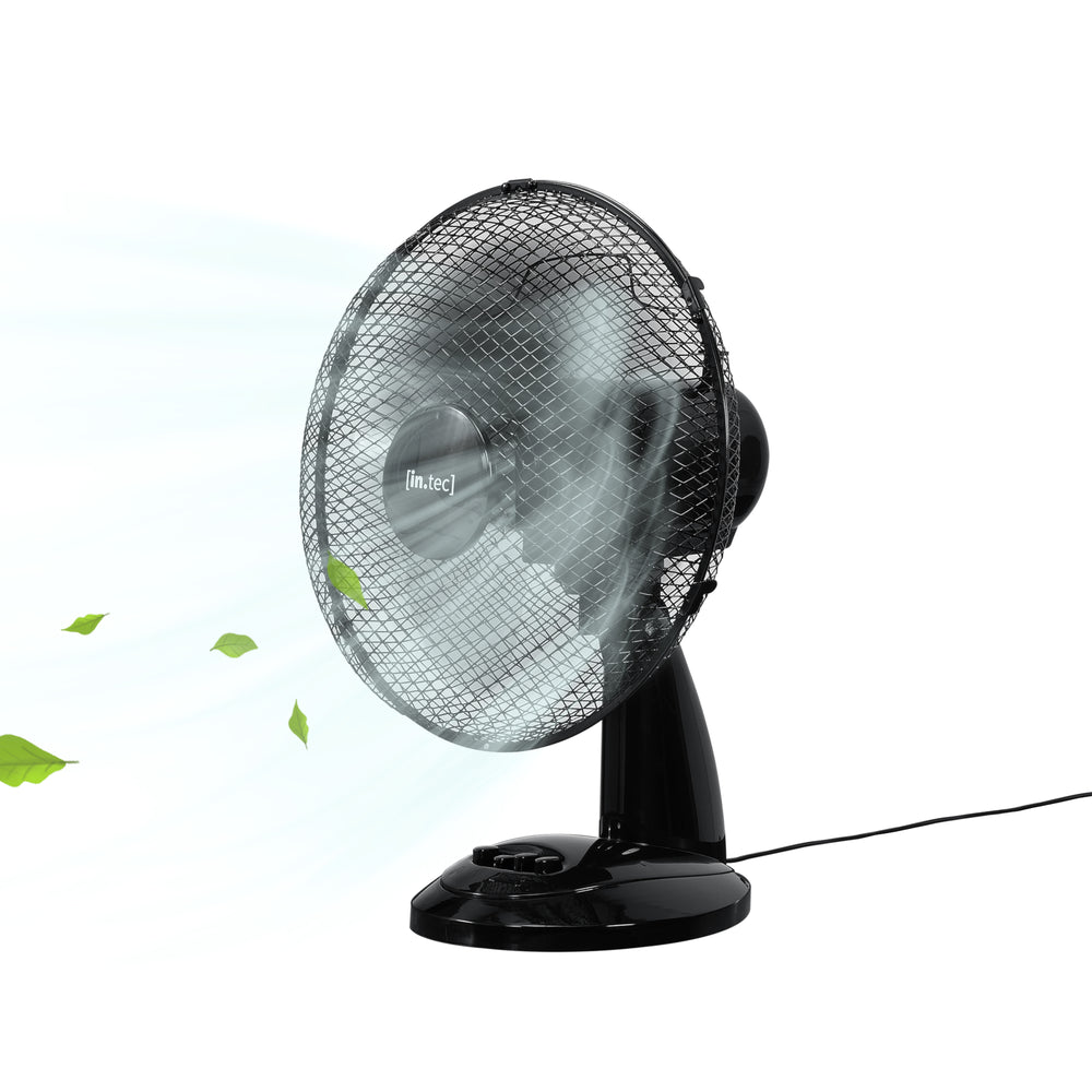 Ventilateur de table Ø 31 cm avec 3 vitesses Oscillant 40W Noir in.tec