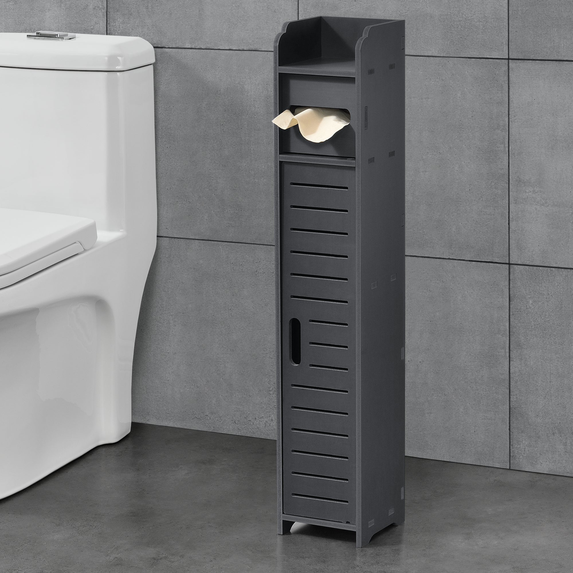 en.casa] Meuble de Salle de Bain Armoire de Rangement MDF laqué Blanc 78 x 20 x 18 cm