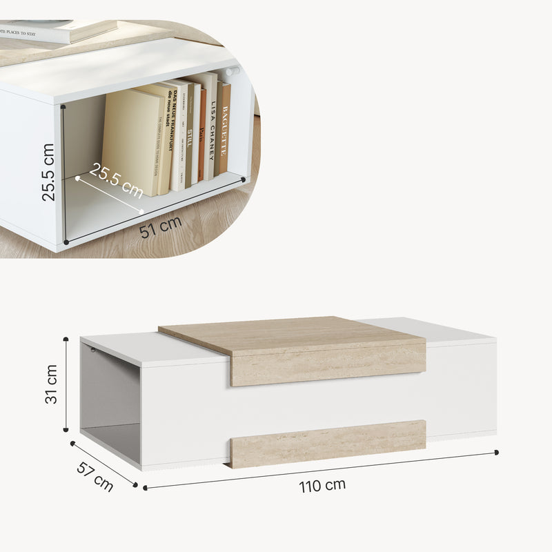Croquis coté Table basse Eljak 110 x 57 x 31 cm [en.casa] 