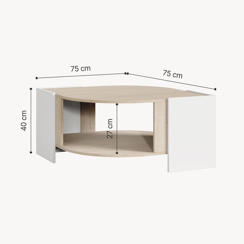 Croquis coté Table basse Klipsari 75 x 75 x 40 cm [en.casa]