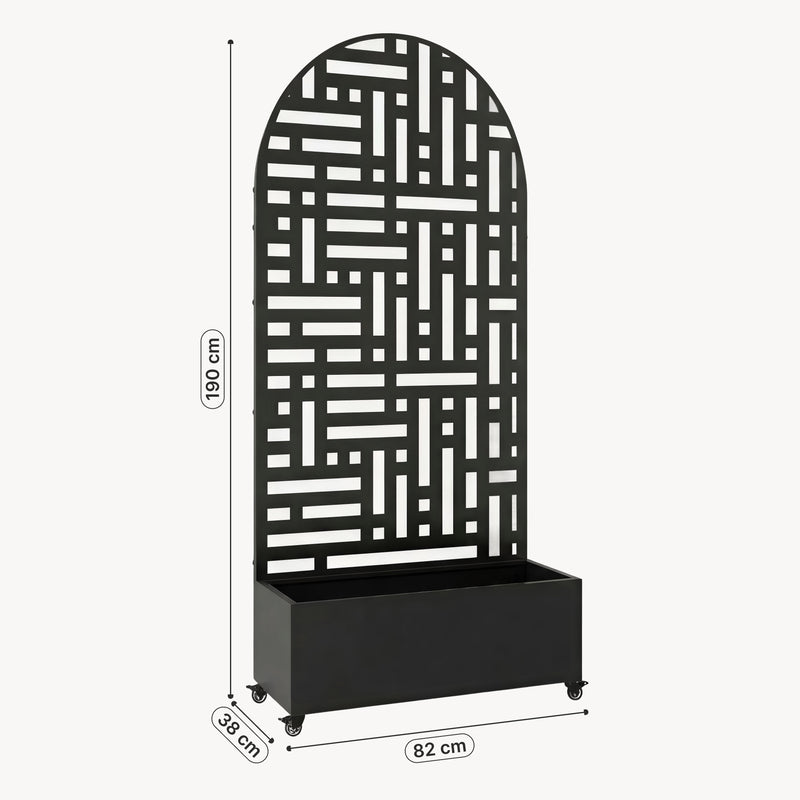 Croquis coté Cloison avec jardinière Bernalda en forme d'arc casa.pro
