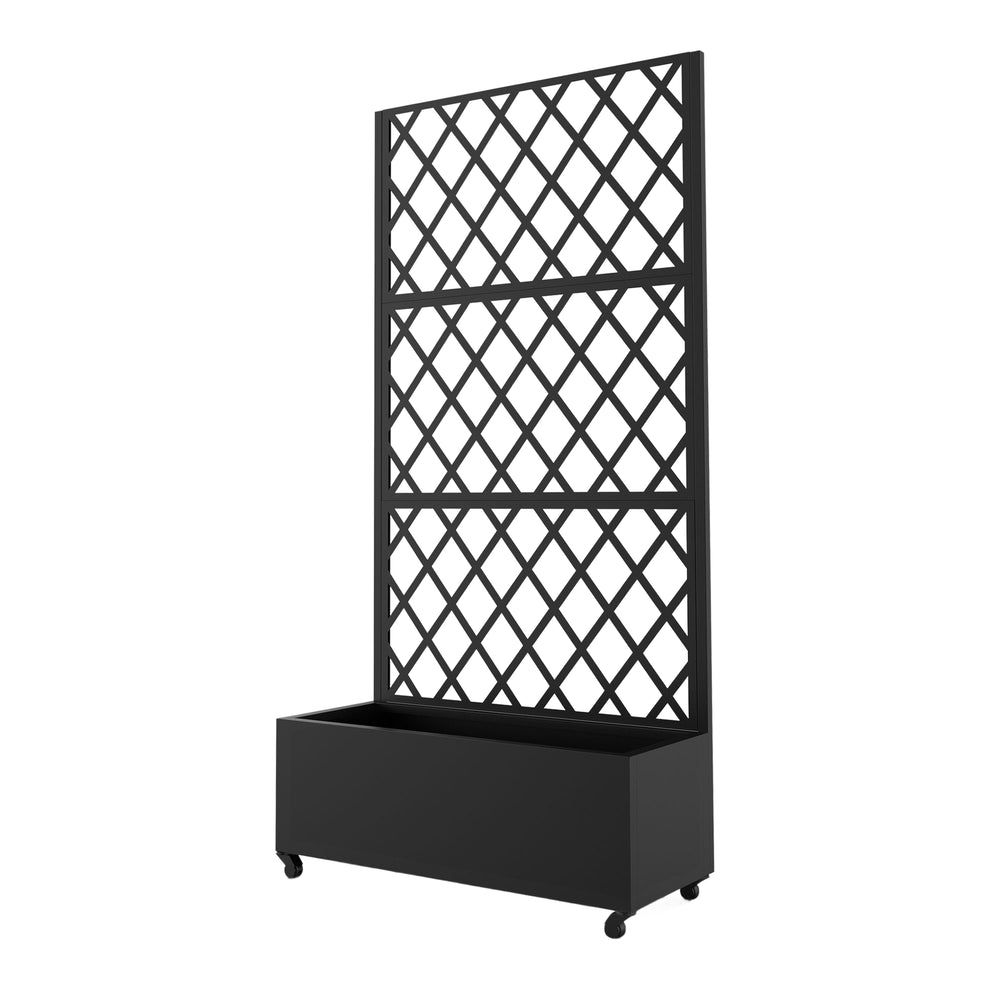 Cloison de séparation avec bac à fleurs Malja acier galvanisé 190 x 82 x 38 cm noir [casa.pro]