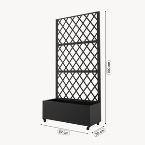 Cloison de séparation avec bac à fleurs Malja acier galvanisé 190 x 82 x 38 cm noir [casa.pro]