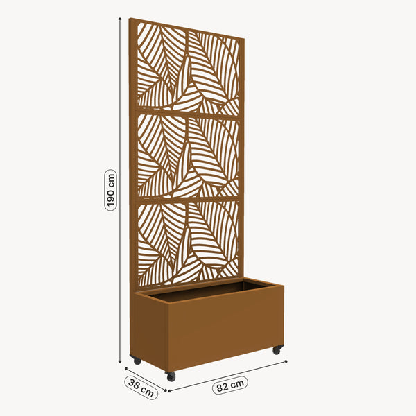 Cloison avec jardinière Surnskoki acier galvanisé 190 x 82 x 38 cm casa.pro