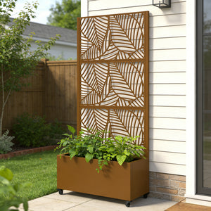 Cloison avec jardinière Surnskoki acier galvanisé 190 x 82 x 38 cm casa.pro