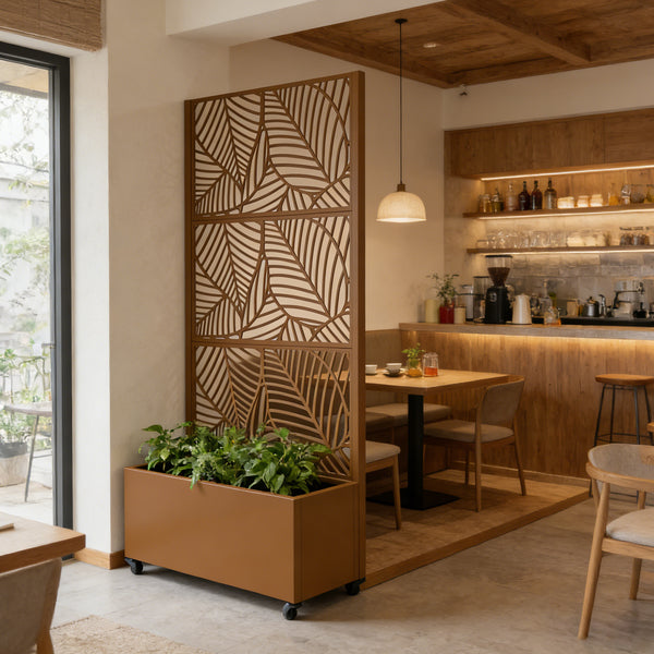 Cloison avec jardinière Surnskoki acier galvanisé 190 x 82 x 38 cm casa.pro