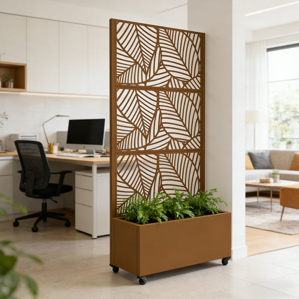 Cloison avec jardinière Surnskoki acier galvanisé 190 x 82 x 38 cm casa.pro
