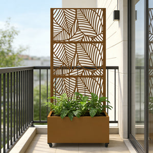 Cloison avec jardinière Surnskoki acier galvanisé 190 x 82 x 38 cm casa.pro