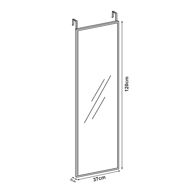 Croquis coté Miroir de porte Lesina 120 x 37 x 2 cm [en.casa]