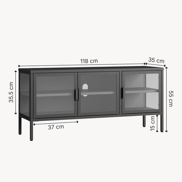 Buffet vitrine Borshavisa acier verre trempé [en.casa]