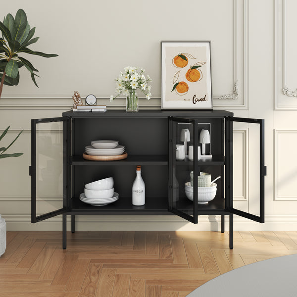 Buffet vitrine Borshavisa acier verre trempé [en.casa]