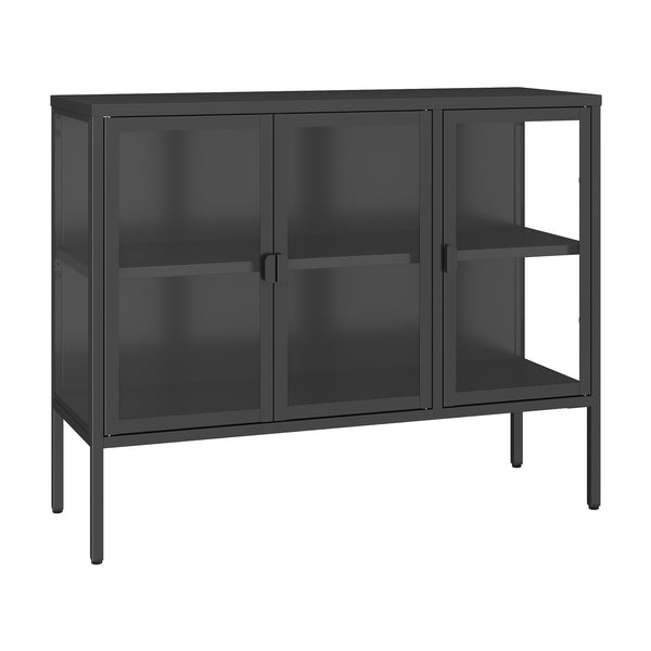 Buffet vitrine Borshavisa acier verre trempé [en.casa]