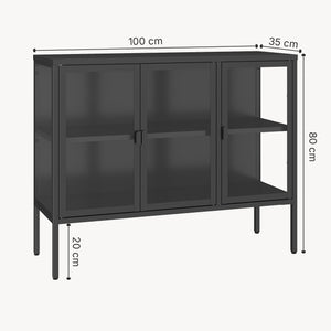 Buffet vitrine Borshavisa acier verre trempé [en.casa]