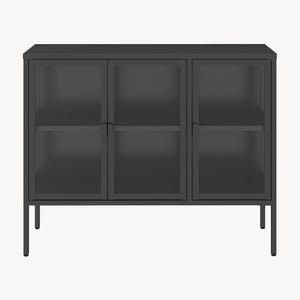Buffet vitrine Borshavisa acier verre trempé [en.casa]