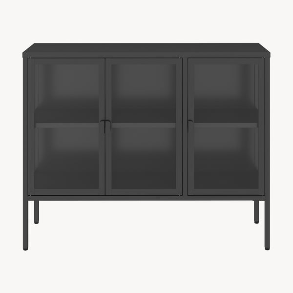 Buffet vitrine Borshavisa acier verre trempé [en.casa]