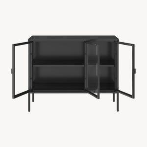 Buffet vitrine Borshavisa acier verre trempé [en.casa]