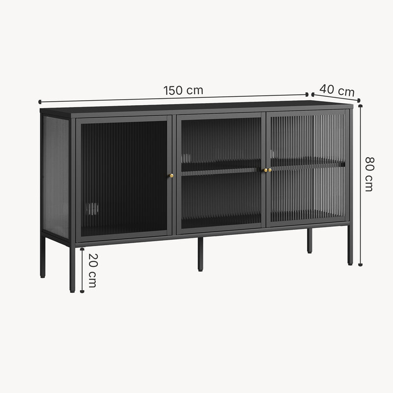Croquis coté Buffet Vinterhavn acier noir [en.casa] 
