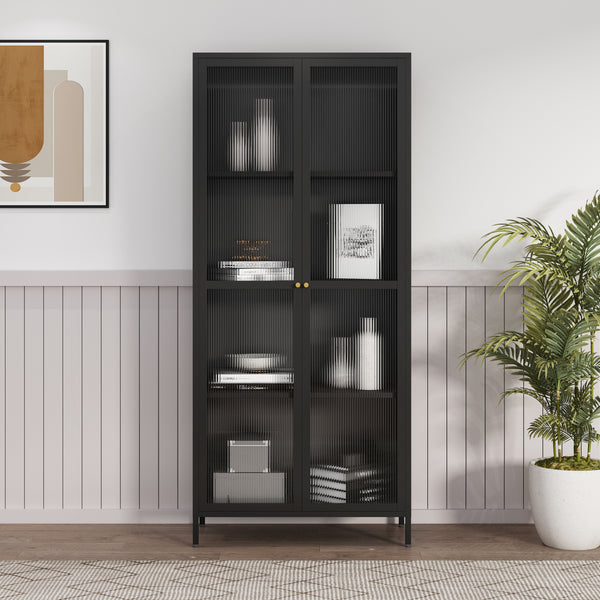 Armoire vitrée Säkylä acier verre [en.casa]

