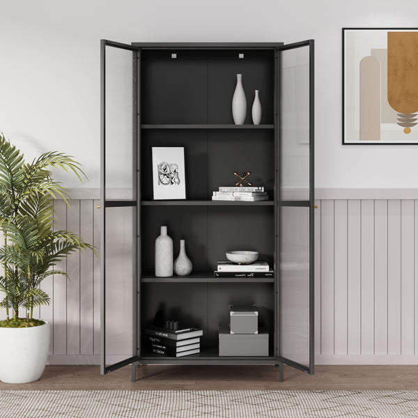 Armoire vitrée Säkylä acier verre [en.casa]
